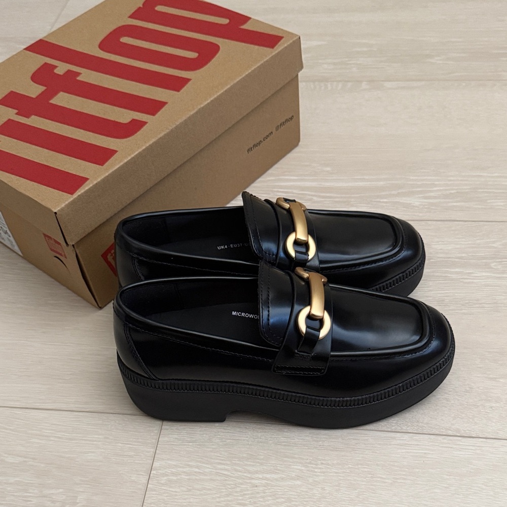 Fitflop Black and Gold Loafers - Picture 3 of 8